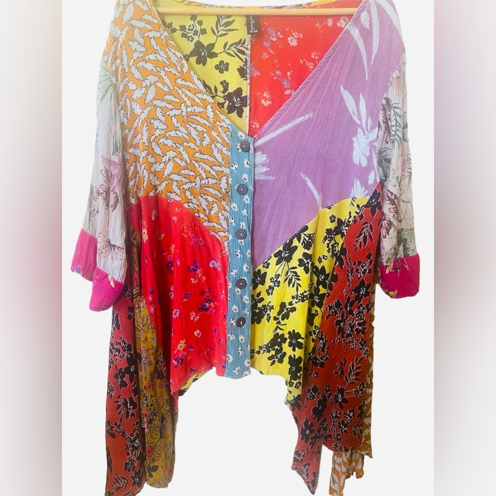 Sacred Threads Light Weight Patchwork Boho Long S… - image 5